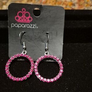 paparazzi Hot Pink Crystal Hoop Earrings